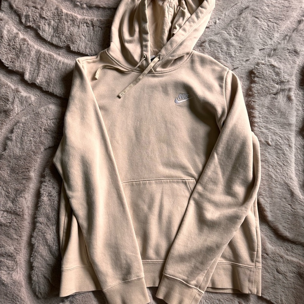Nike Beige Pullover Hoodie with Chest Swoosh